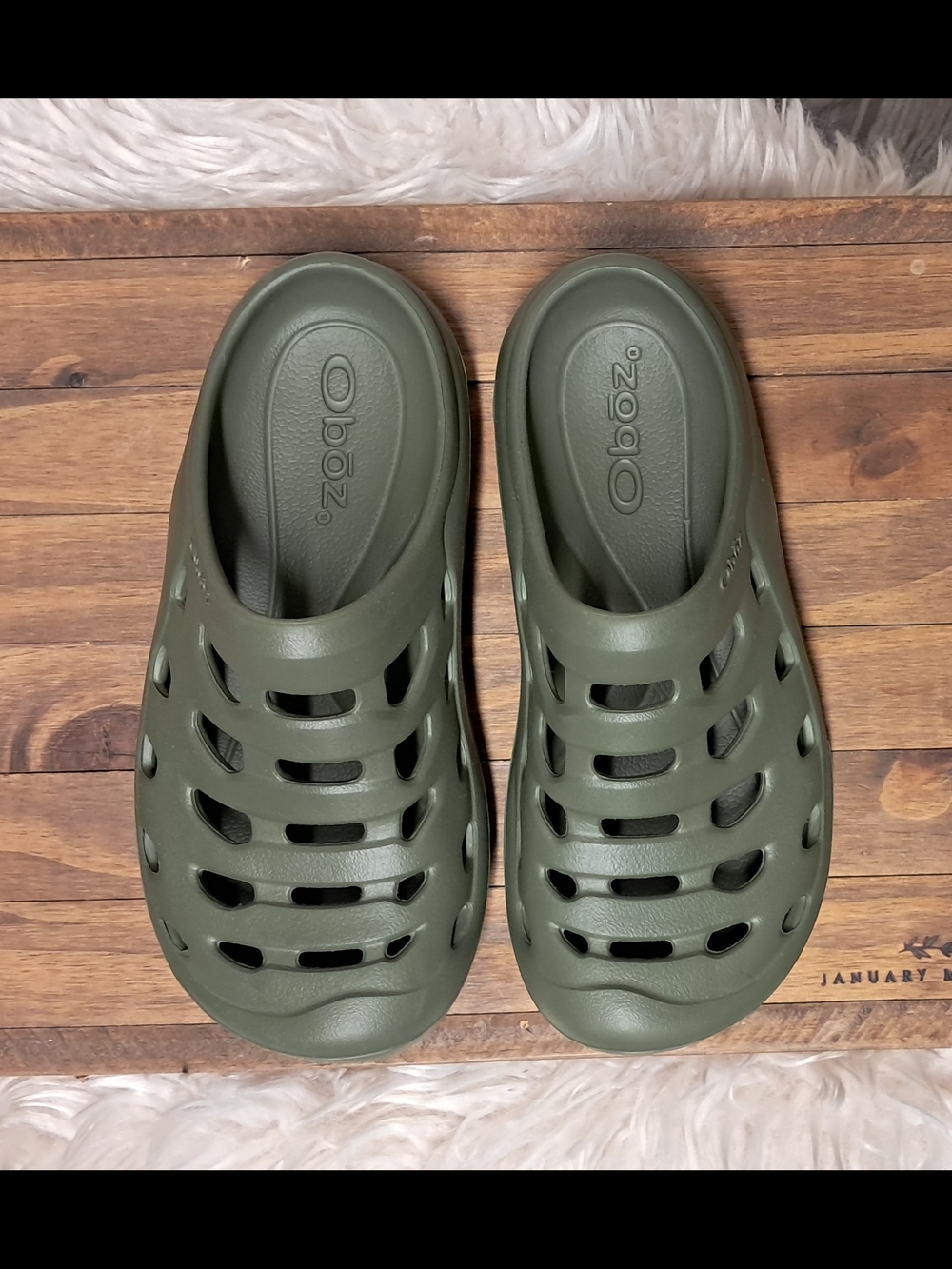 Oboz Whakata Coast Recovery Clogs Unisex Olive Green Camp Slide Mules Size 8 - Picture 7 of 10